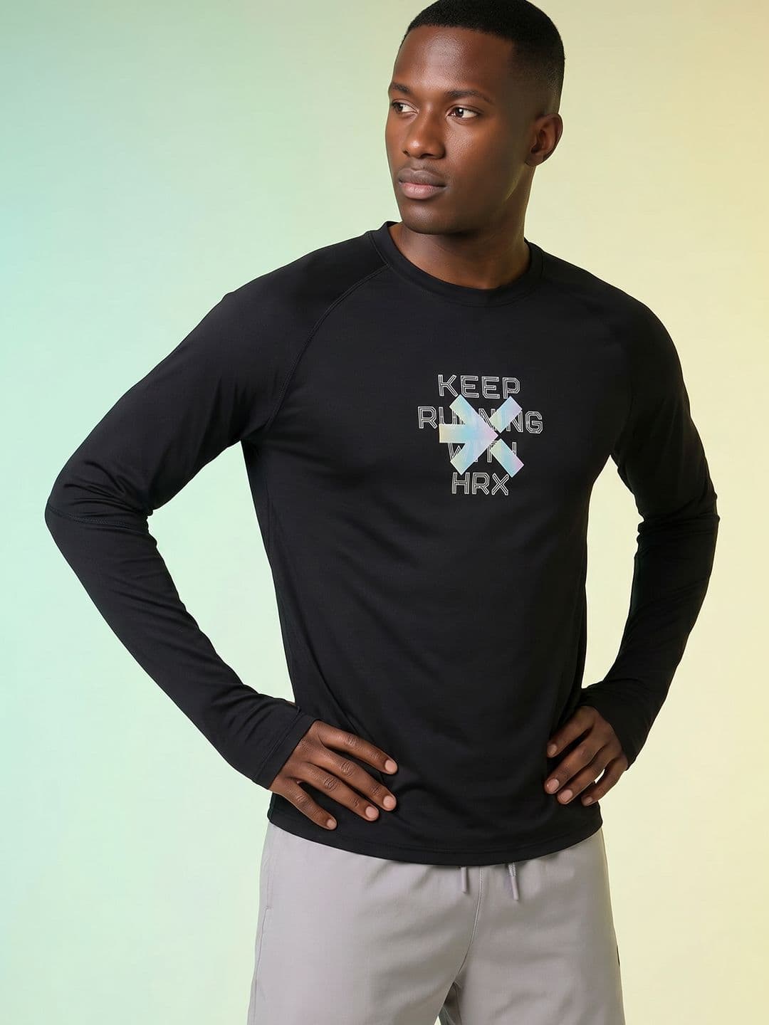 HRX by Hrithik Roshan Typography Printed Rapid Dry Training T-shirt - view 1