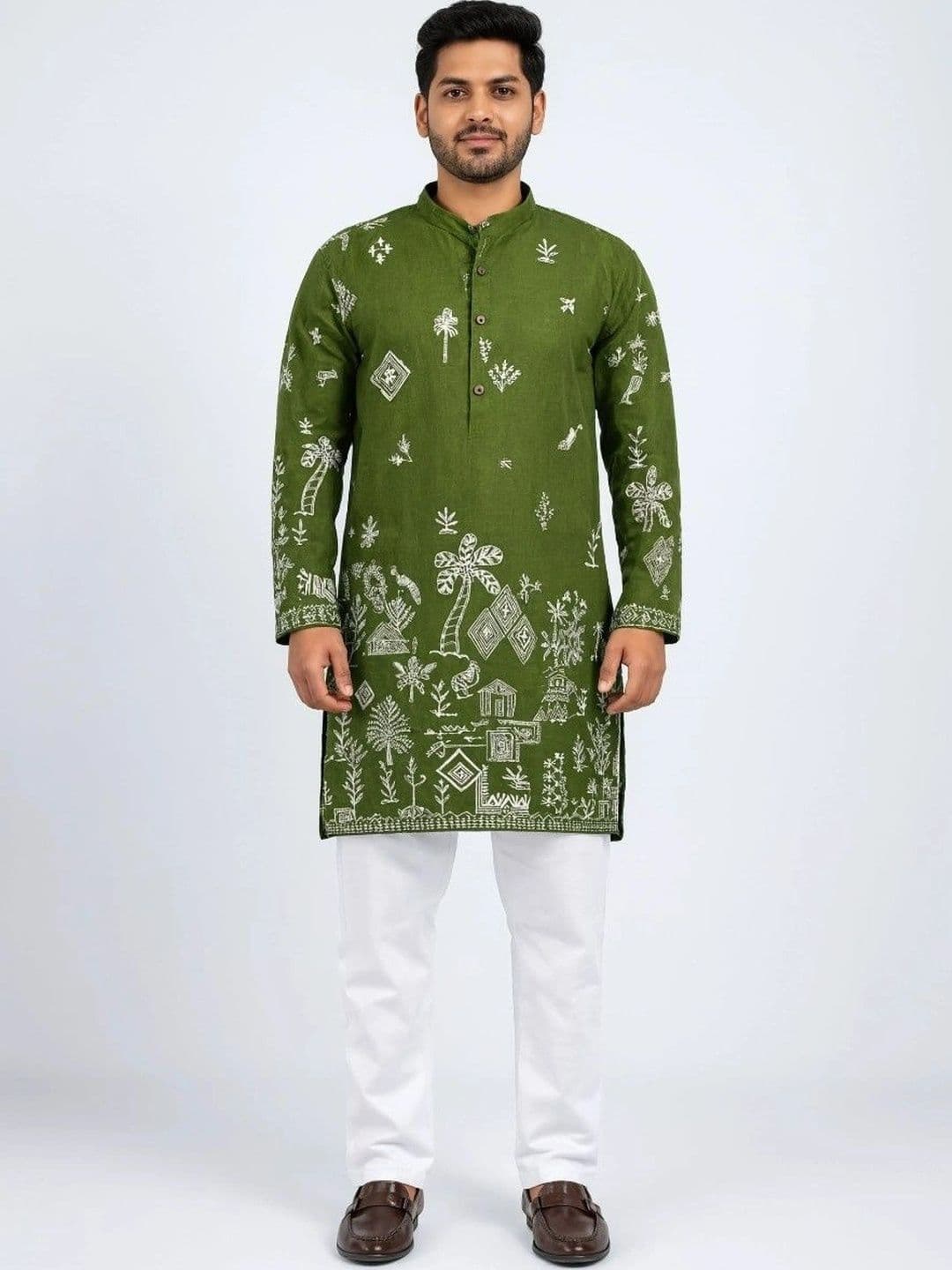 Sangria Men Ethnic Motifs Embroidered Thread Work Kurta - view 1