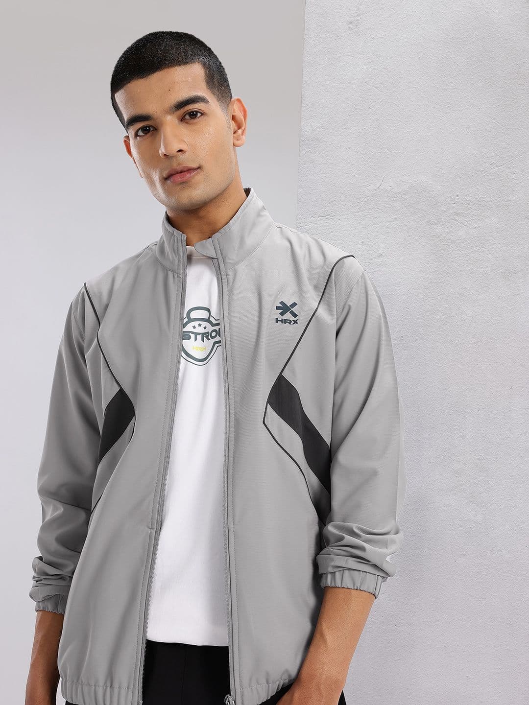 HRX by Hrithik Roshan Mock Collar Bomber Lifestyle Jacket with Contrast Piping - view 1