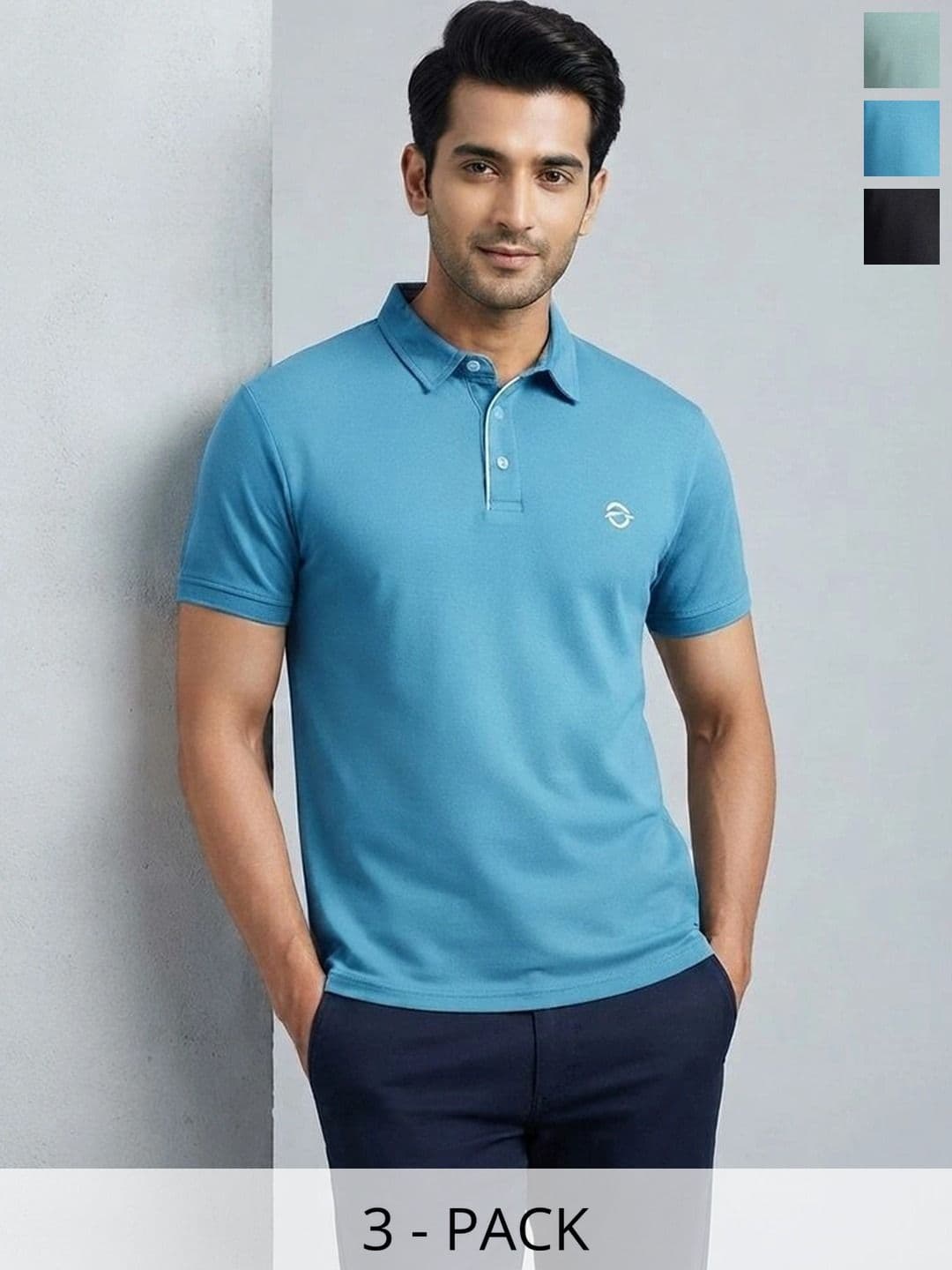 Oscillate Men Pack of 3 Polycotton Solid Polo T-shirt - view 1
