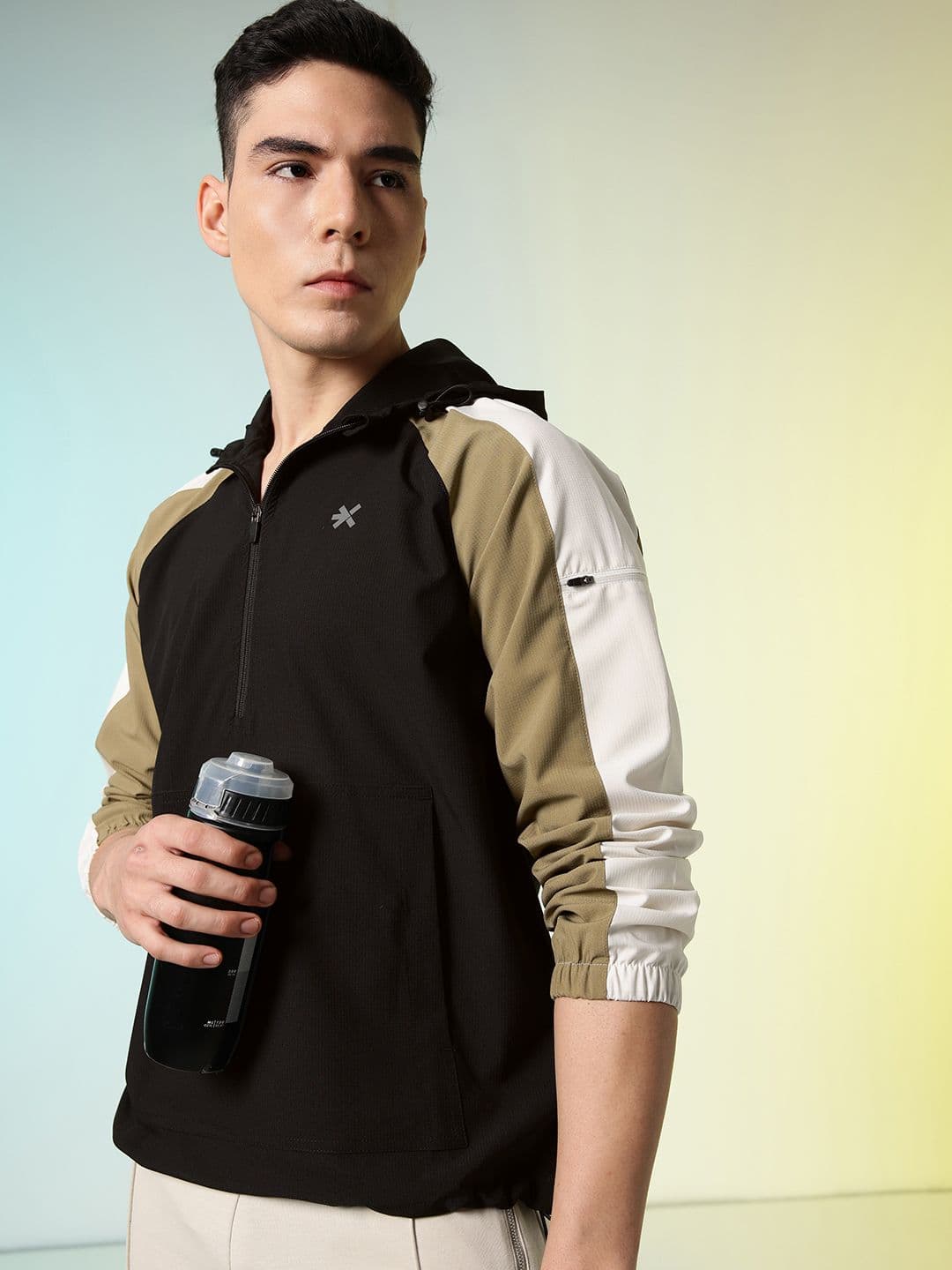 HRX by Hrithik Roshan Colourblocked Hooded Running Sporty Jacket - view 1