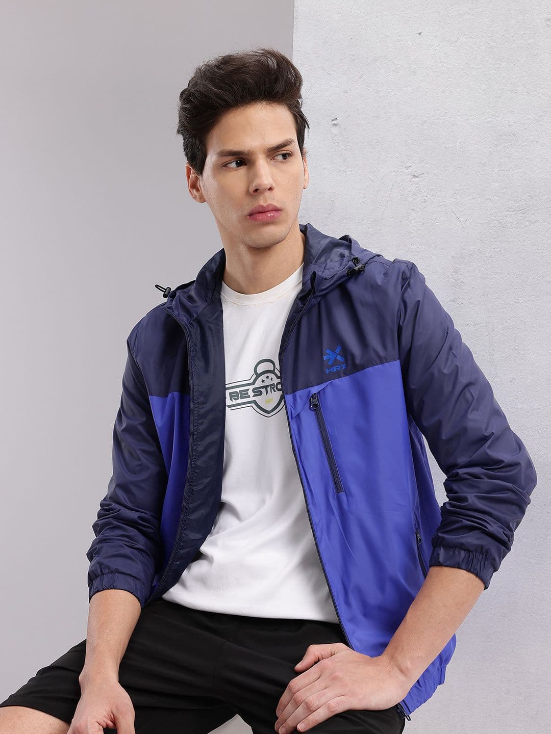 HRX by Hrithik Roshan Men Colorblocked Hooded Bomber Lifestyle Jacket - view 1