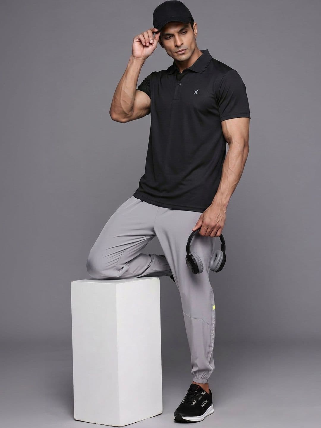HRX by Hrithik Roshan Men Brand Logo Solid Polo Collar Short Sleeves T-shirt - view 1