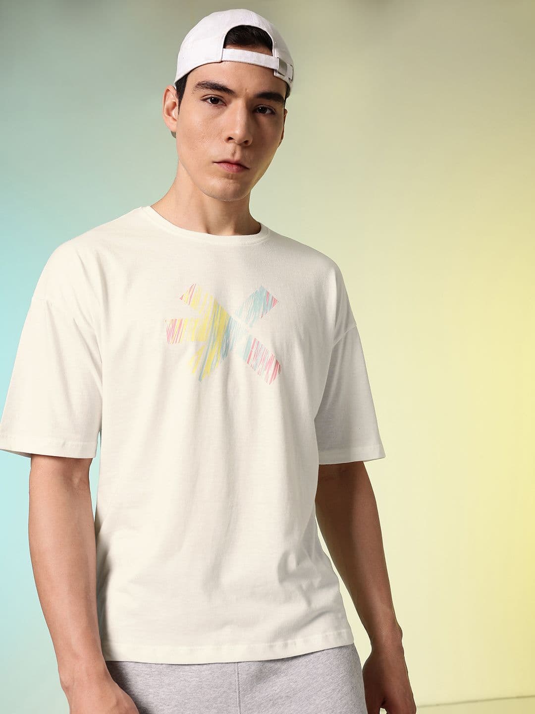 HRX by Hrithik Roshan Brand Logo Printed Pure Cotton Oversized T-shirt - view 1