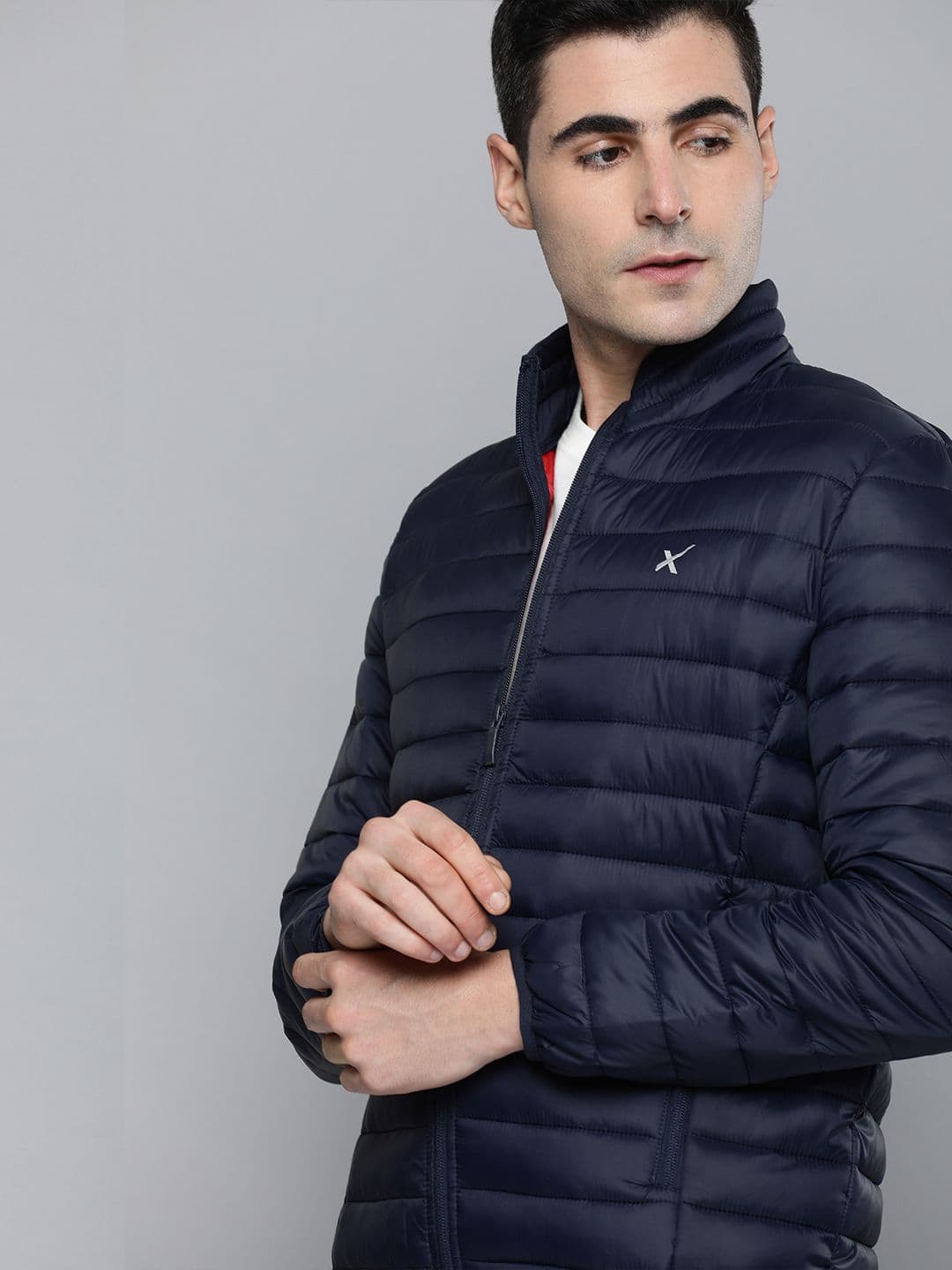 HRX by Hrithik Roshan Men Navy Blue Solid Padded Jacket - view 1