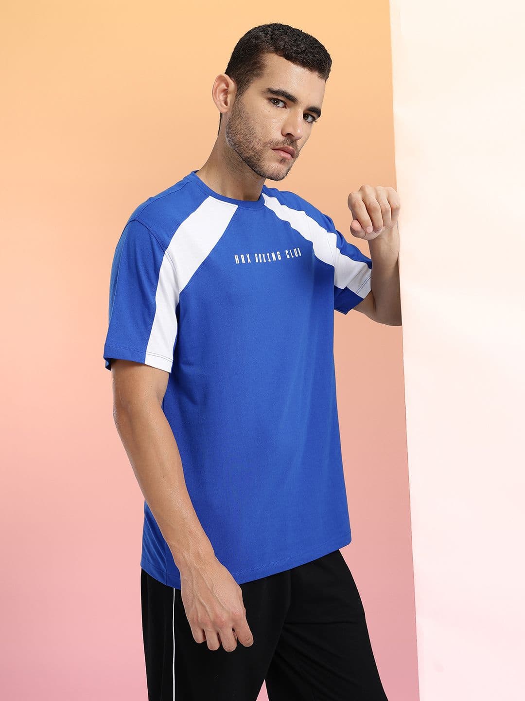 HRX by Hrithik Roshan Striped Drop-Shoulder Sleeves Relaxed Fit T-shirt - view 1