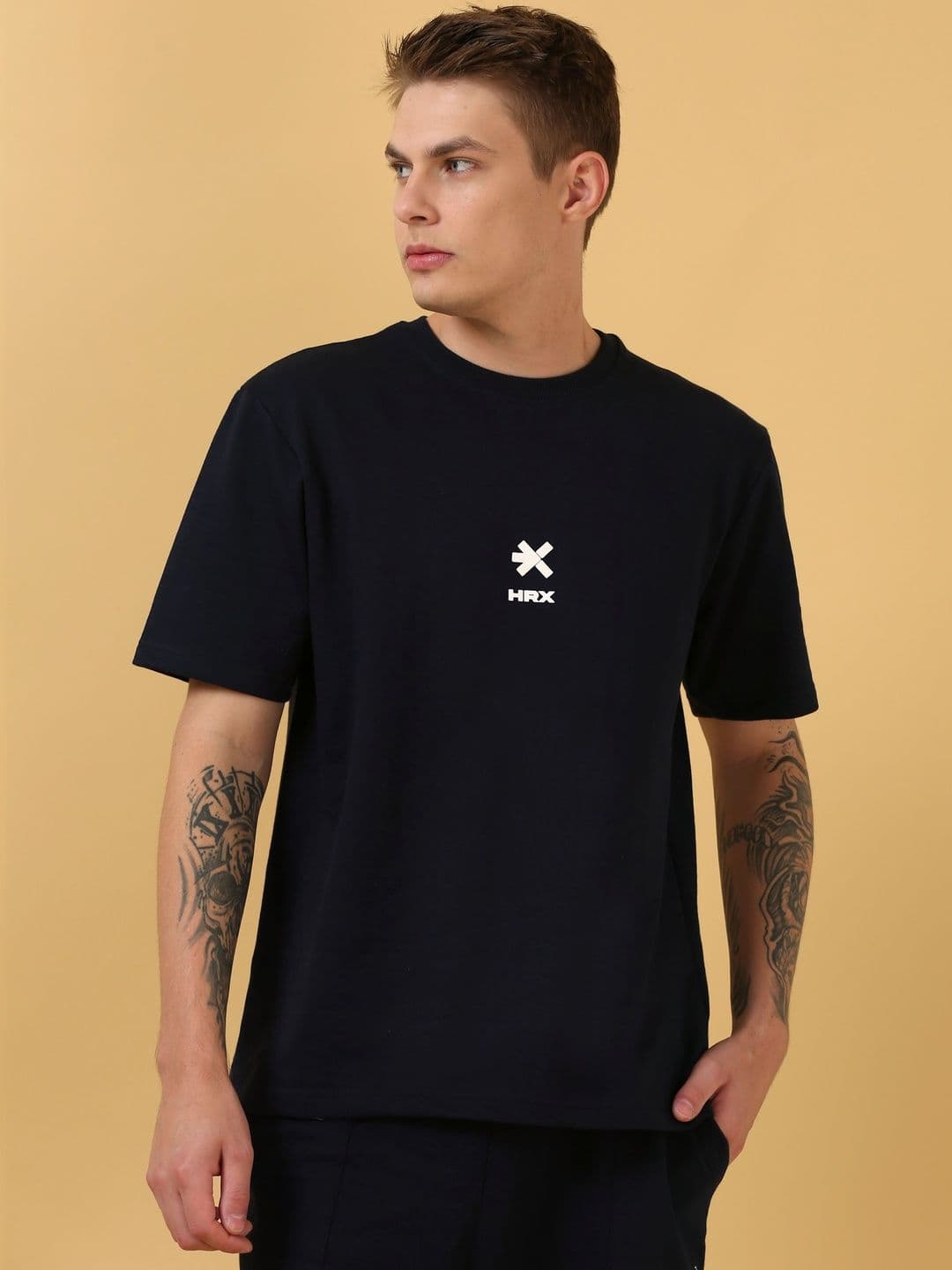 HRX by Hrithik Roshan Round Neck Brand Logo Printed Relaxed Fit T-shirt - view 1