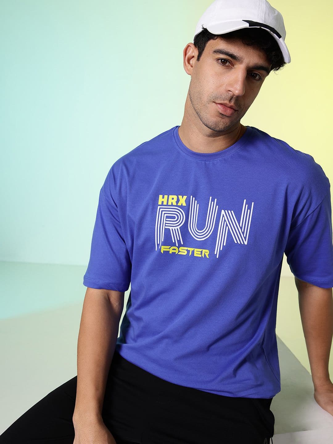 HRX by Hrithik Roshan Typography Printed Drop-Shoulder Sleeves Pure Cotton T-shirt - view 1