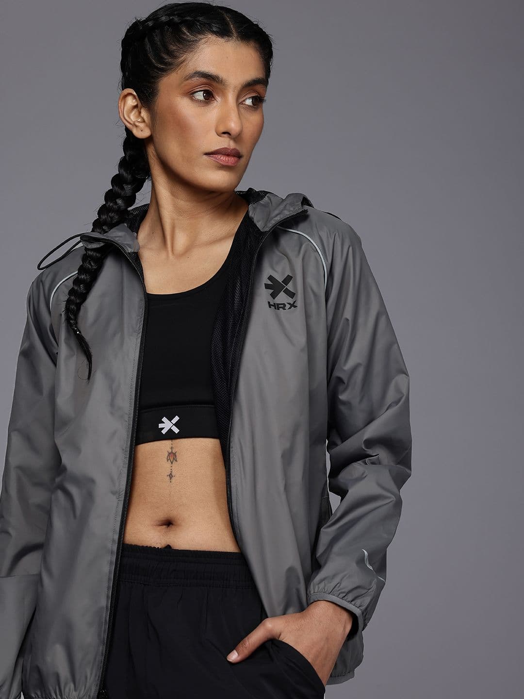 HRX by Hrithik Roshan Rapid-Dry Antimicrobial Running Hooded Sporty Jacket - view 1