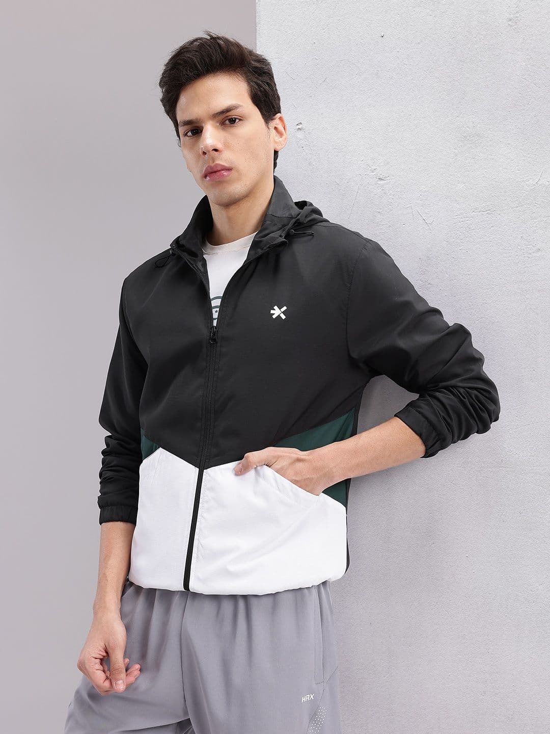 HRX by Hrithik Roshan Men Colourblocked Hooded Bomber Lifestyle Jacket - view 1