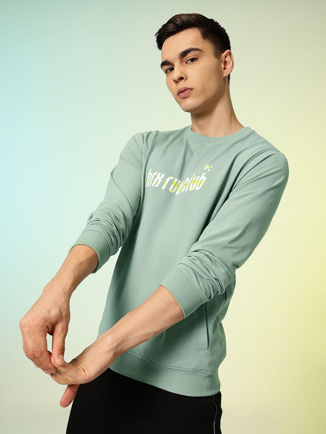 HRX by Hrithik Roshan Typography Printed Running Sweatshirt - view 1