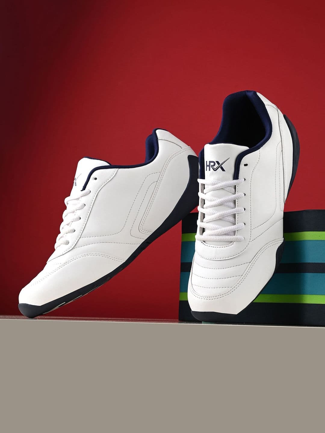 HRX by Hrithik Roshan Men White & Navy Blue Lightweight Motorsports Sneakers - view 1