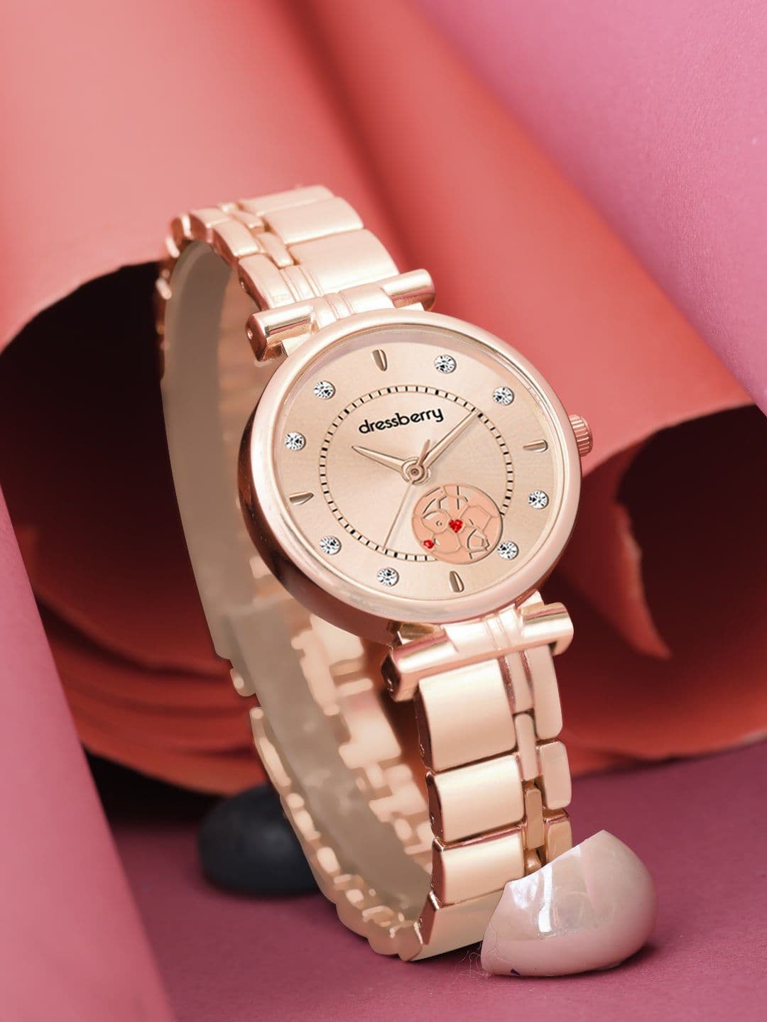 DressBerry Women Textured Dial & Bracelet Style Straps Analogue Watch HOBDB-302-RG - view 1