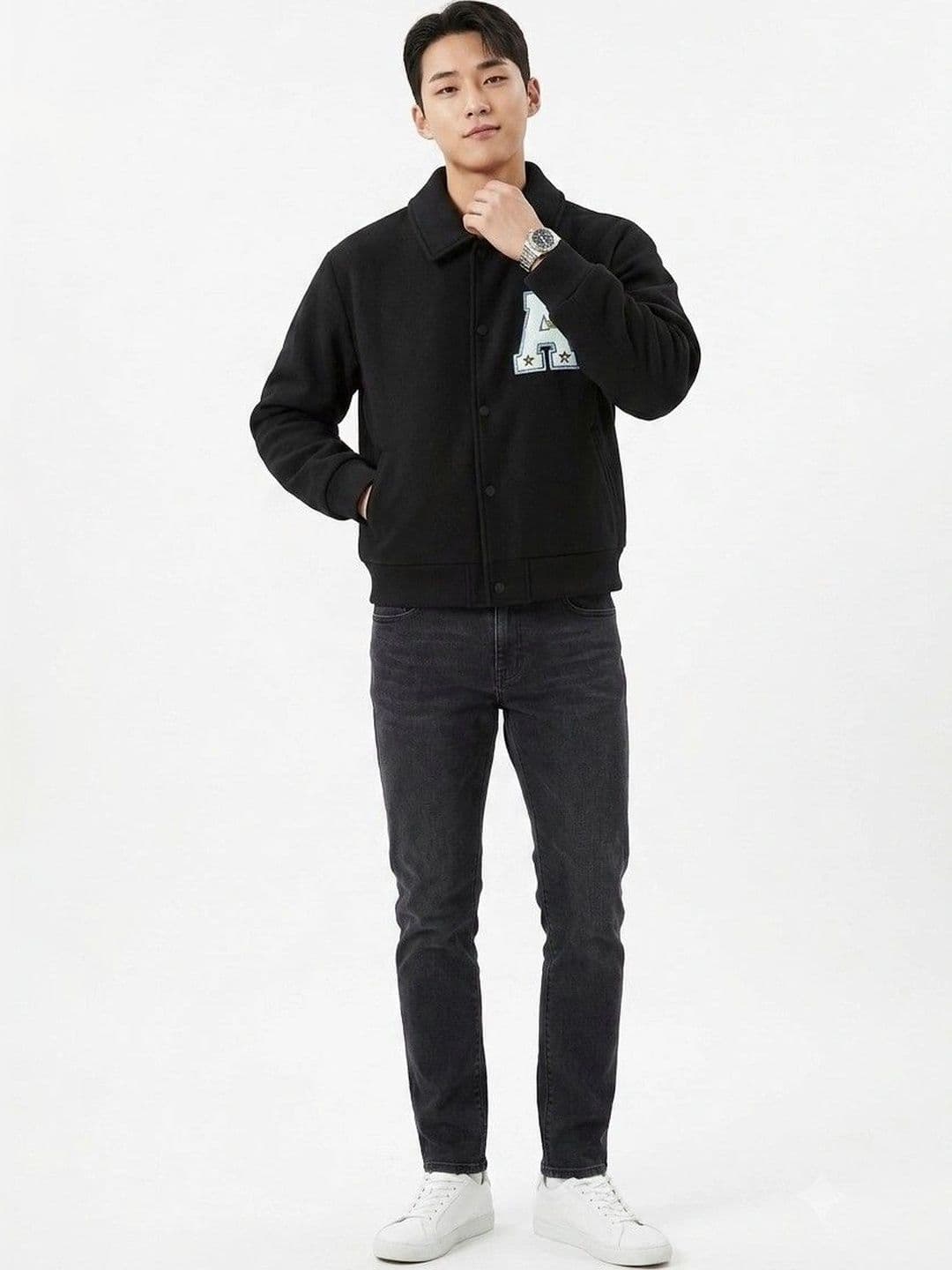 oiin Men Fleece Blend Varsity Jacket - view 1