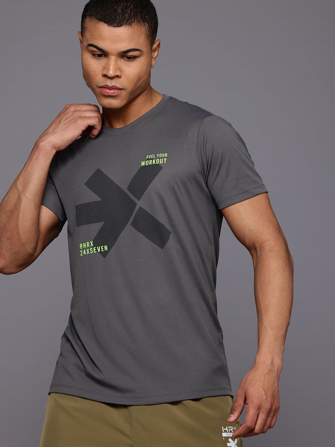 HRX by Hrithik Roshan Brand Logo Printed Rapid-Dry Training T-shirt - view 1