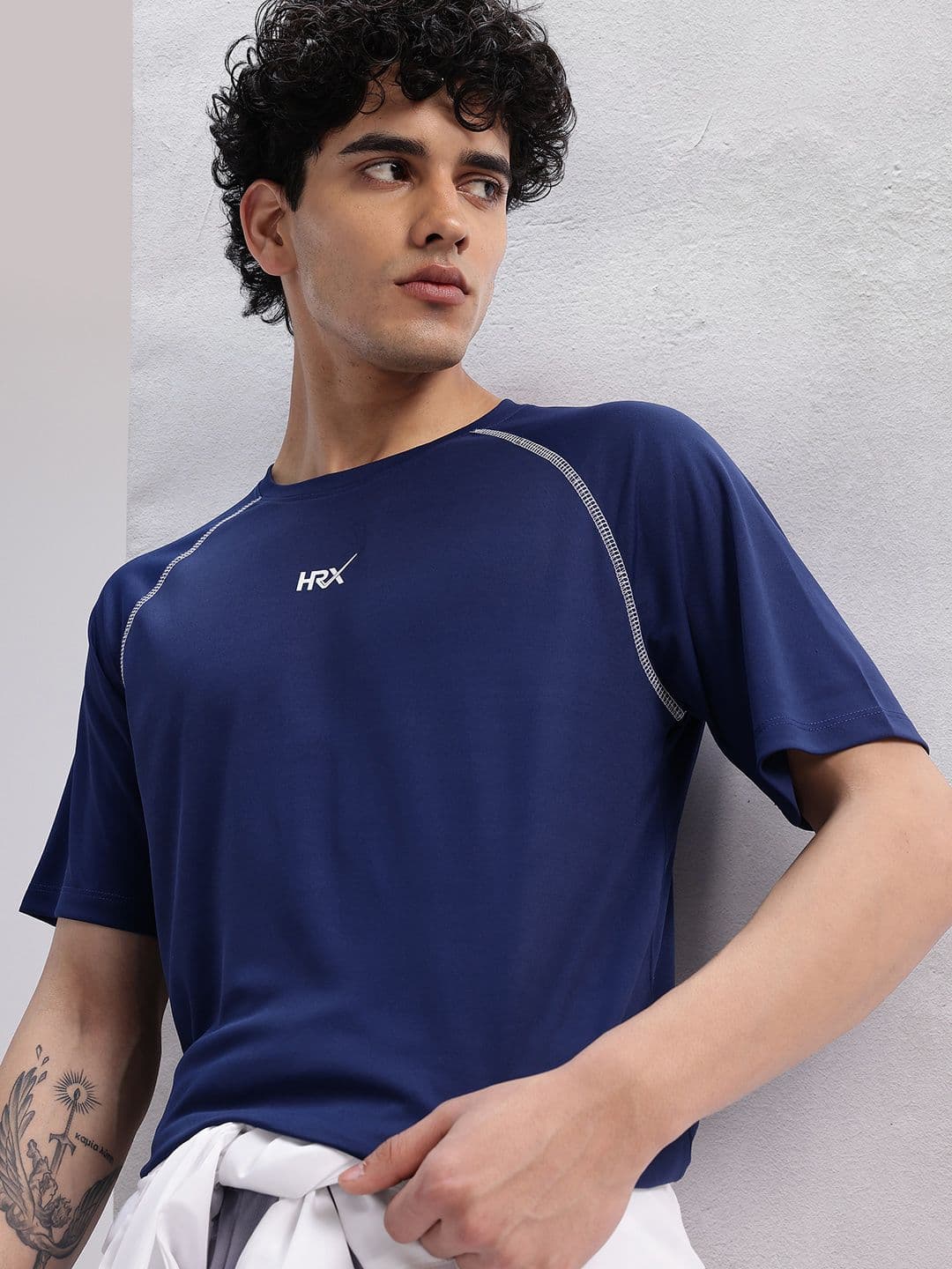 HRX by Hrithik Roshan Brand Logo Detail Raglan Sleeves Rapid Dry Training or Gym T-shirt - view 1
