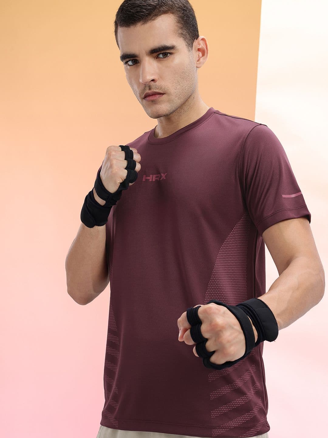 HRX by Hrithik Roshan Geometric Printed Rapid-Dry Training T-shirt - view 1