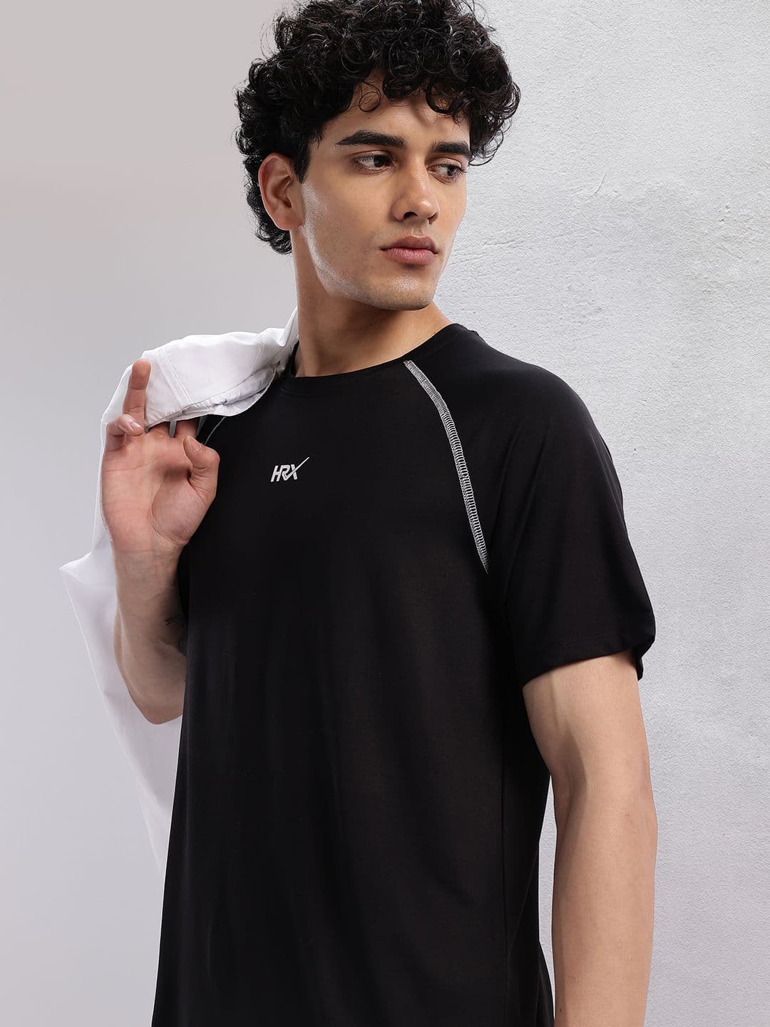 HRX by Hrithik Roshan Brand Logo Detail Raglan Sleeves Rapid Dry Training or Gym T-shirt - view 1