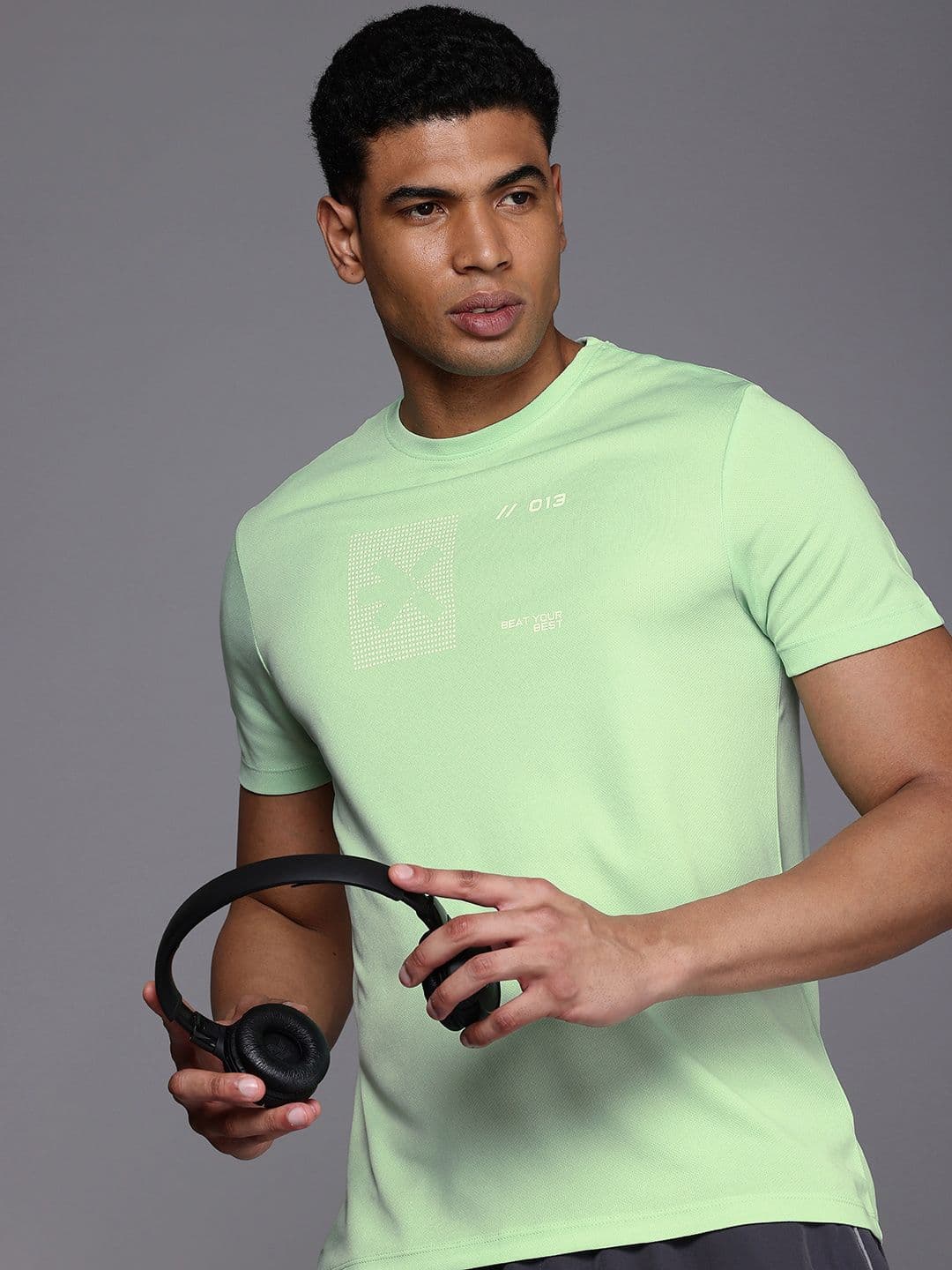 HRX by Hrithik Roshan Brand Logo Printed Rapid Dry Antimicrobial Finish Running T-shirt - view 1