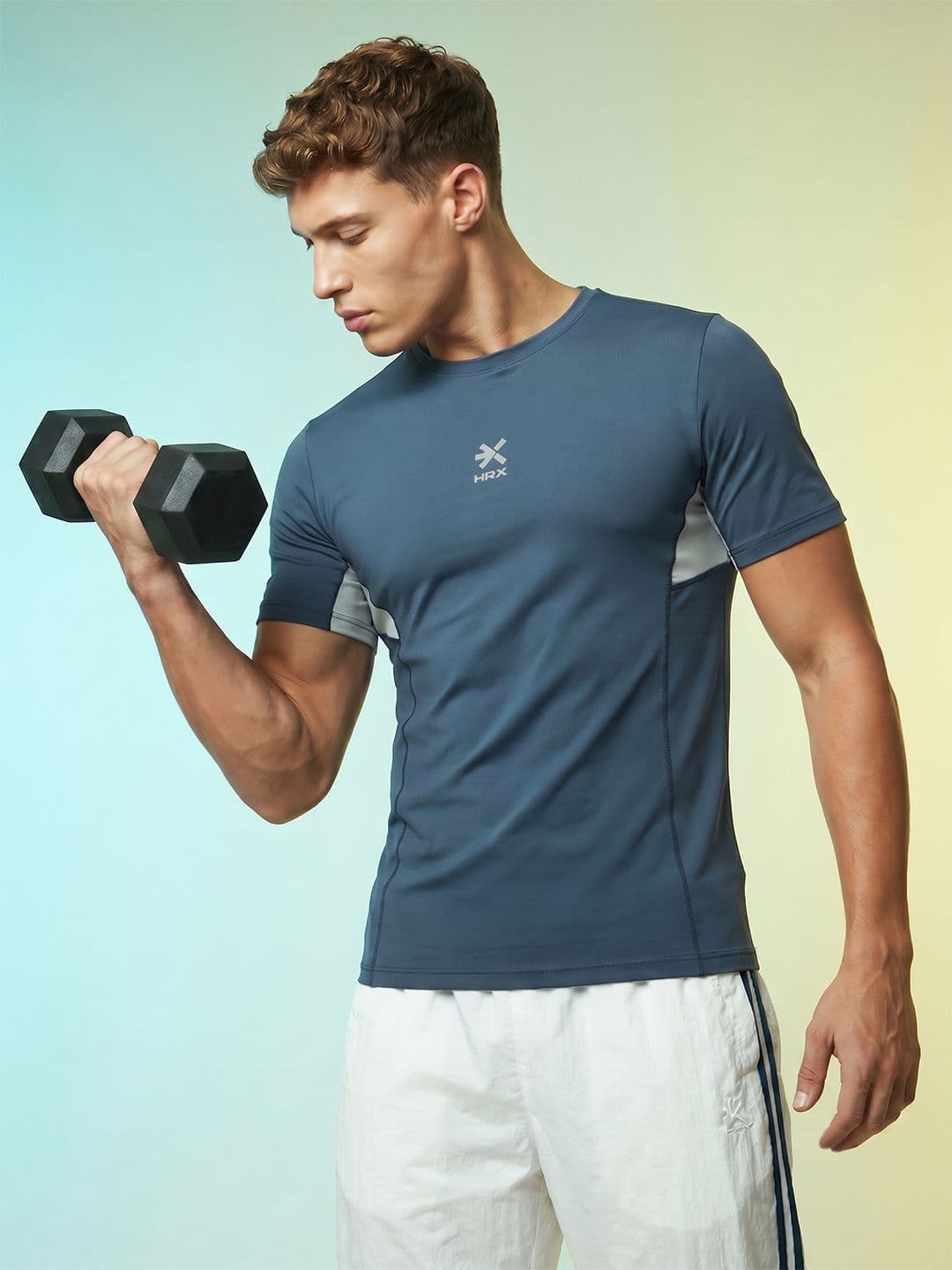 HRX by Hrithik Roshan Brand Logo Colourblocked Training T-shirt - view 1