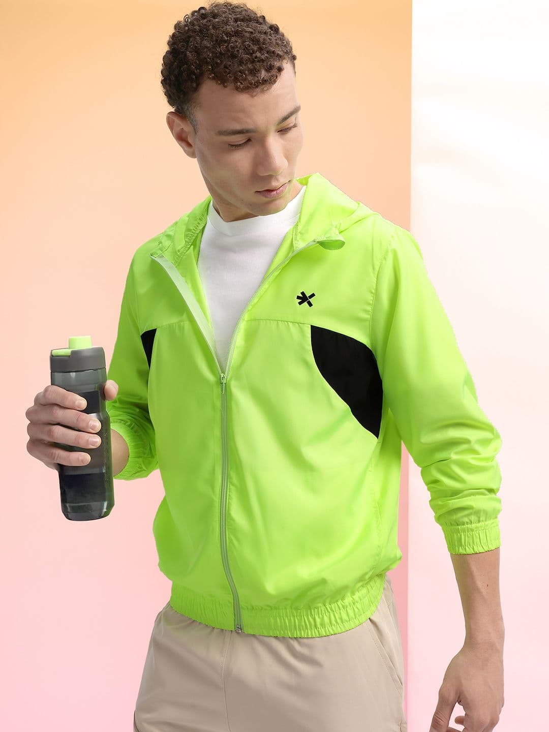 HRX by Hrithik Roshan Colourblocked Detail Hooded Running Jacket - view 1