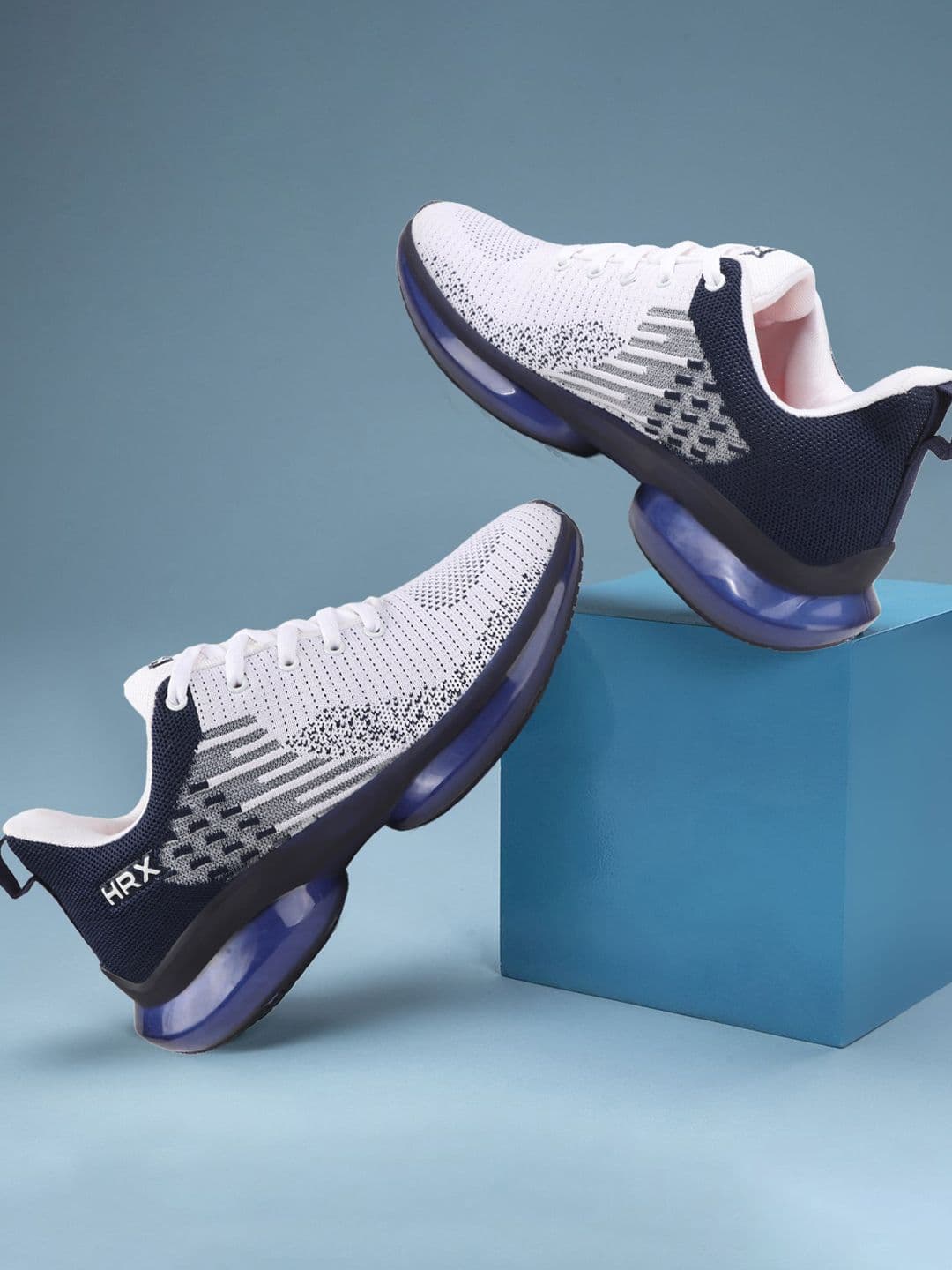 HRX by Hrithik Roshan Men White Textured Lace-Up Running Shoes - view 1