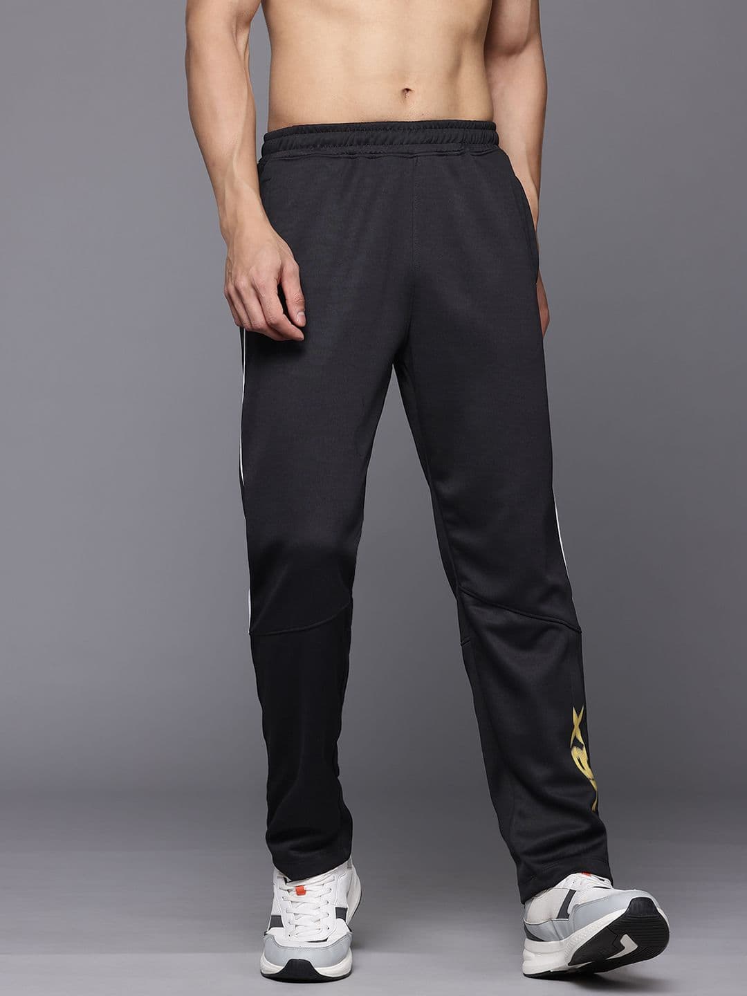 HRX by Hrithik Roshan Men Brand Logo Print Detail Mid-Rise Rapid-Dry Running Track Pants - view 1