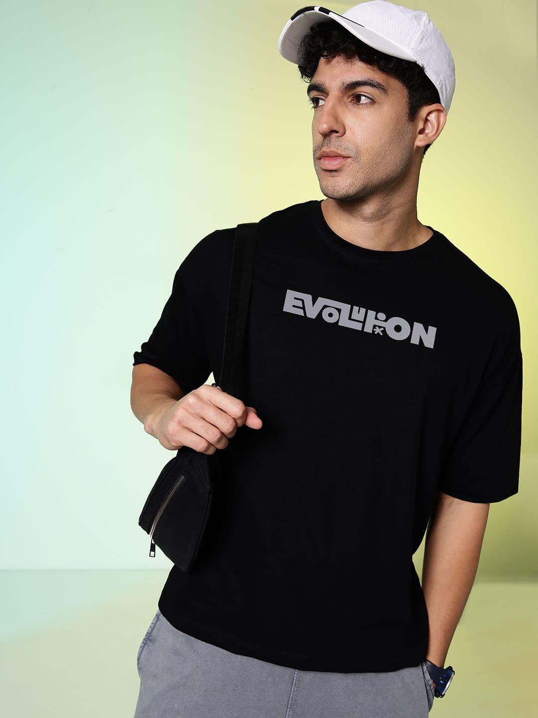 HRX by Hrithik Roshan Typography Printed Drop-Shoulder Sleeves Pure Cotton Relaxed T-shirt - view 1