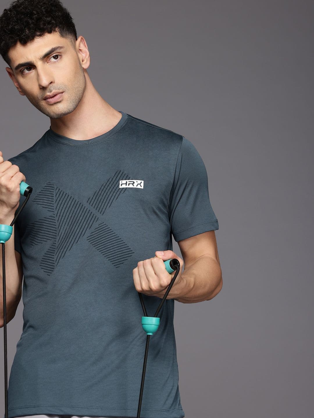 HRX by Hrithik Roshan Brand Logo Printed Rapid Dry & Antimicrobial Finish Training T-shirt - view 1
