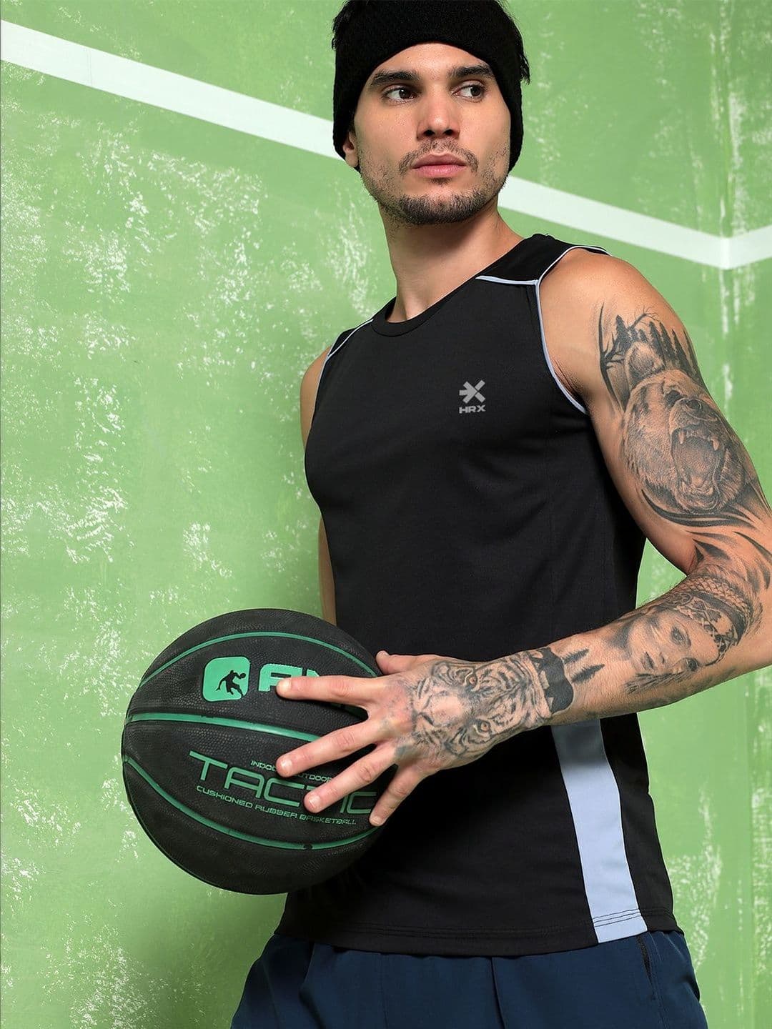 HRX by Hrithik Roshan Brand Logo Colourblocked Round Neck Gym Vest - view 1