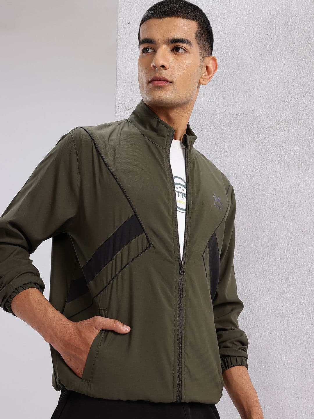 HRX by Hrithik Roshan Mock Collar Bomber Lifestyle Jacket with Contrast Piping - view 1