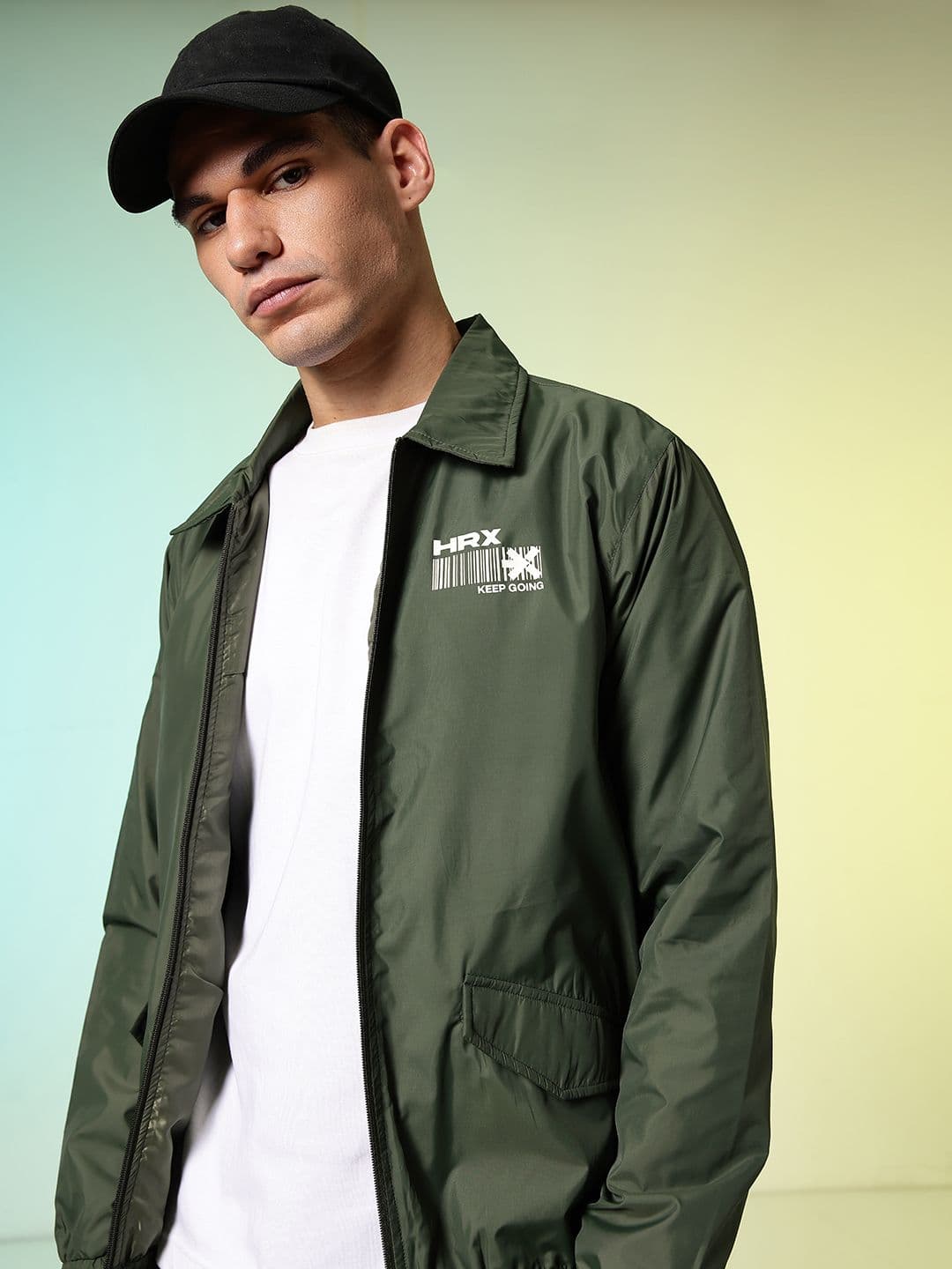 HRX by Hrithik Roshan Relaxed Fit Brand Logo Printed Spread Collar Sporty Jacket - view 1