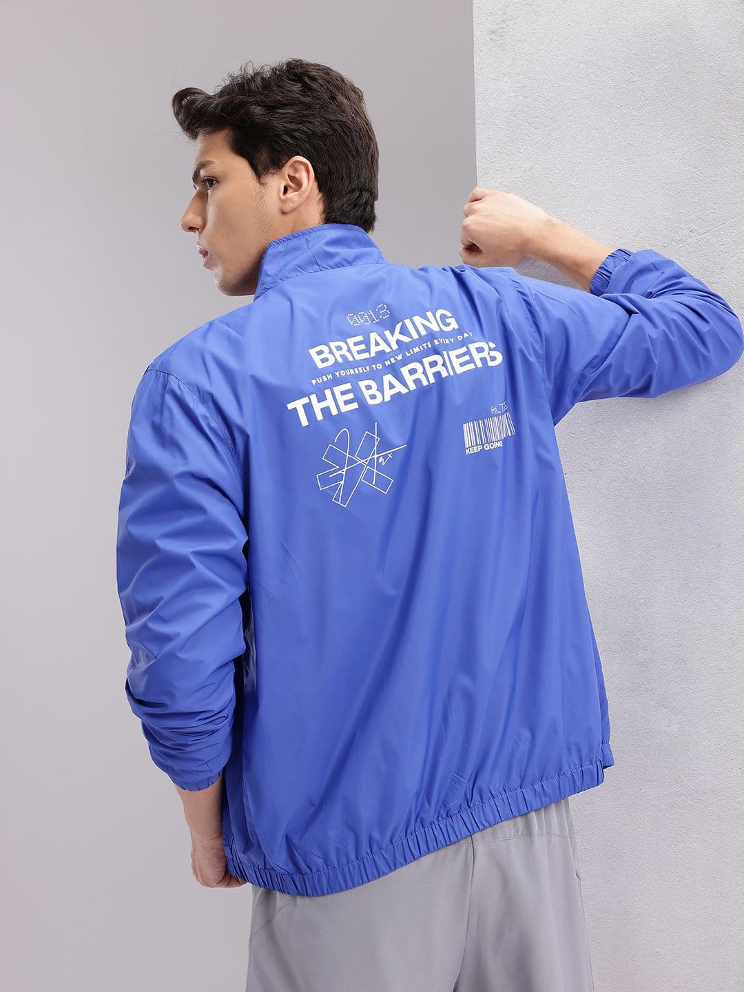 HRX by Hrithik Roshan Typography Printed Mock Collar Bomber Jacket - view 1