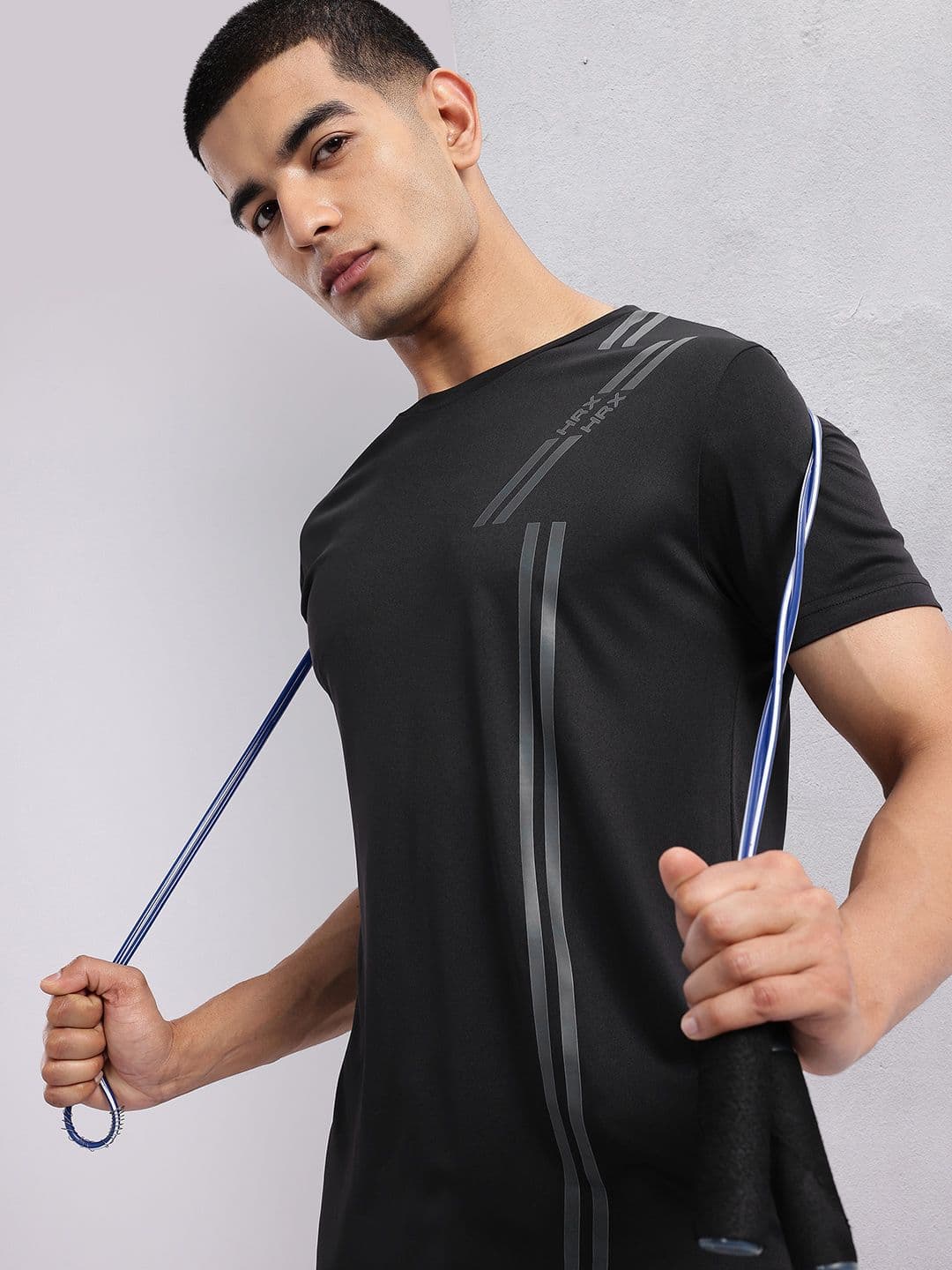 HRX by Hrithik Roshan Striped Rapid-Dry Training T-shirt - view 1