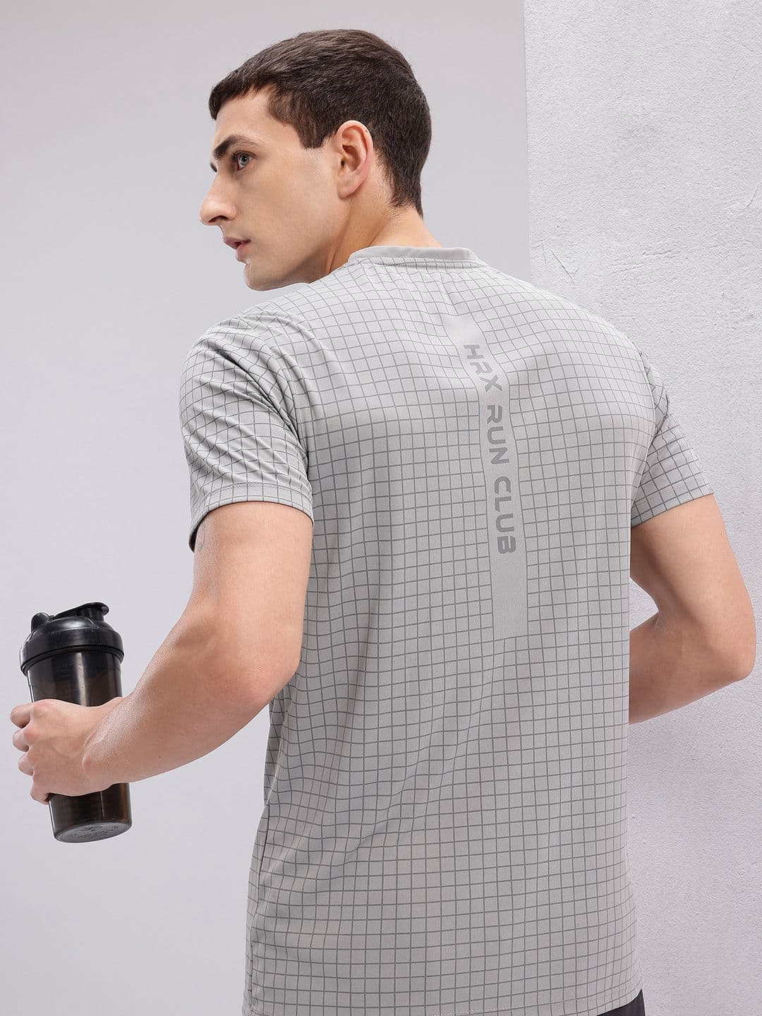 HRX by Hrithik Roshan Men Checked Rapid-Dry Running T-shirt - view 1