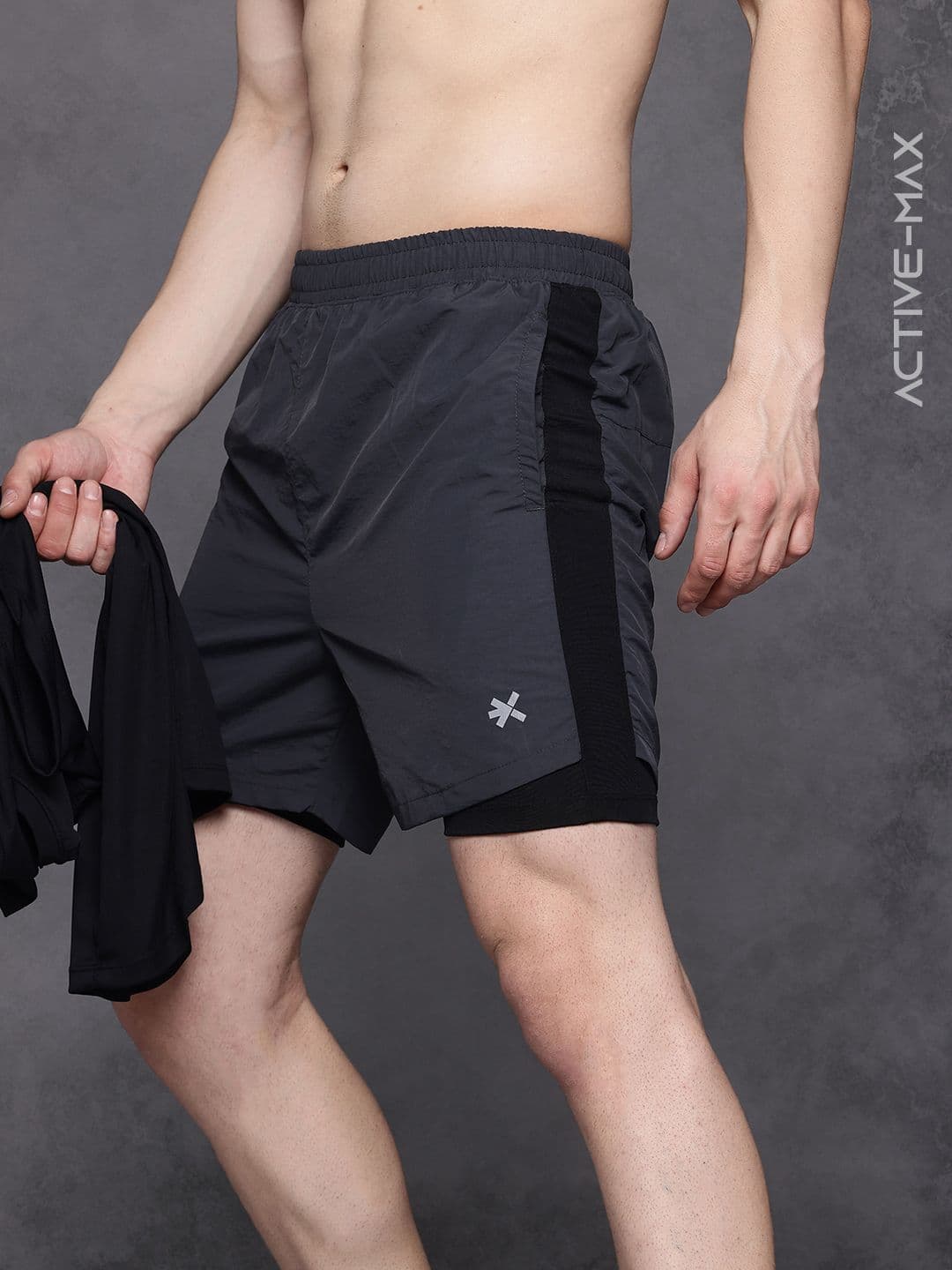 HRX by Hrithik Roshan Men Brand Logo Print Running Shorts with Reflective Detail - view 1