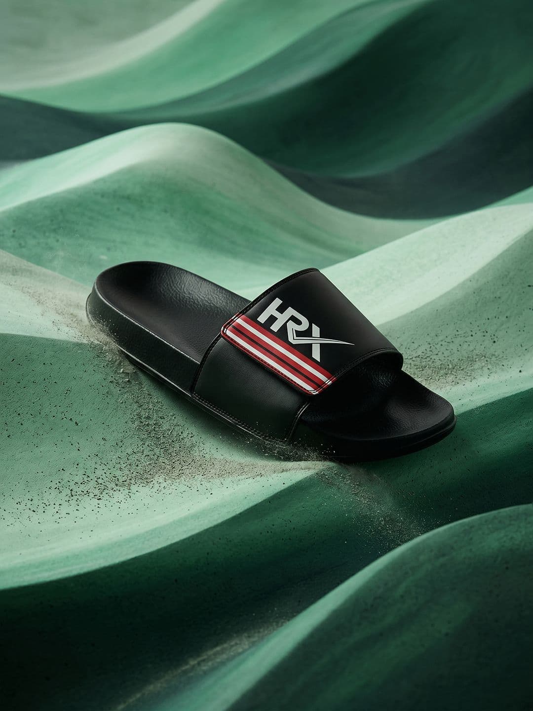 HRX by Hrithik Roshan Men Black & Red Printed Sliders - view 1