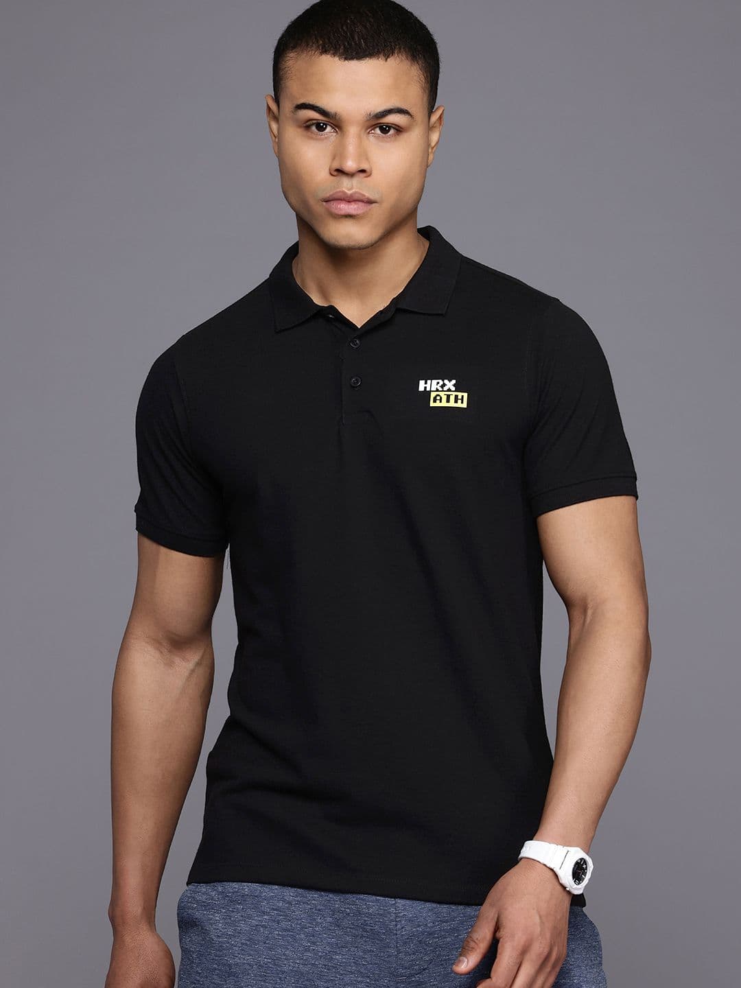 HRX by Hrithik Roshan Men Polo Collar Pure Cotton T-shirt - view 1