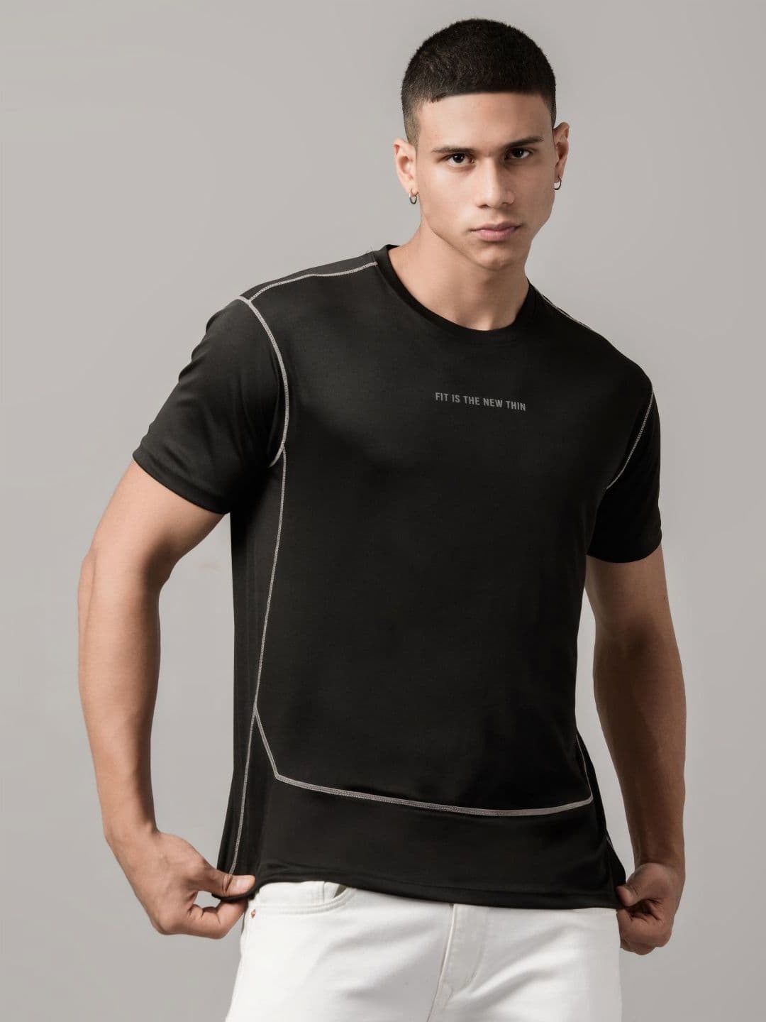 HRX by Hrithik Roshan Men Black Solid T-shirt - view 1