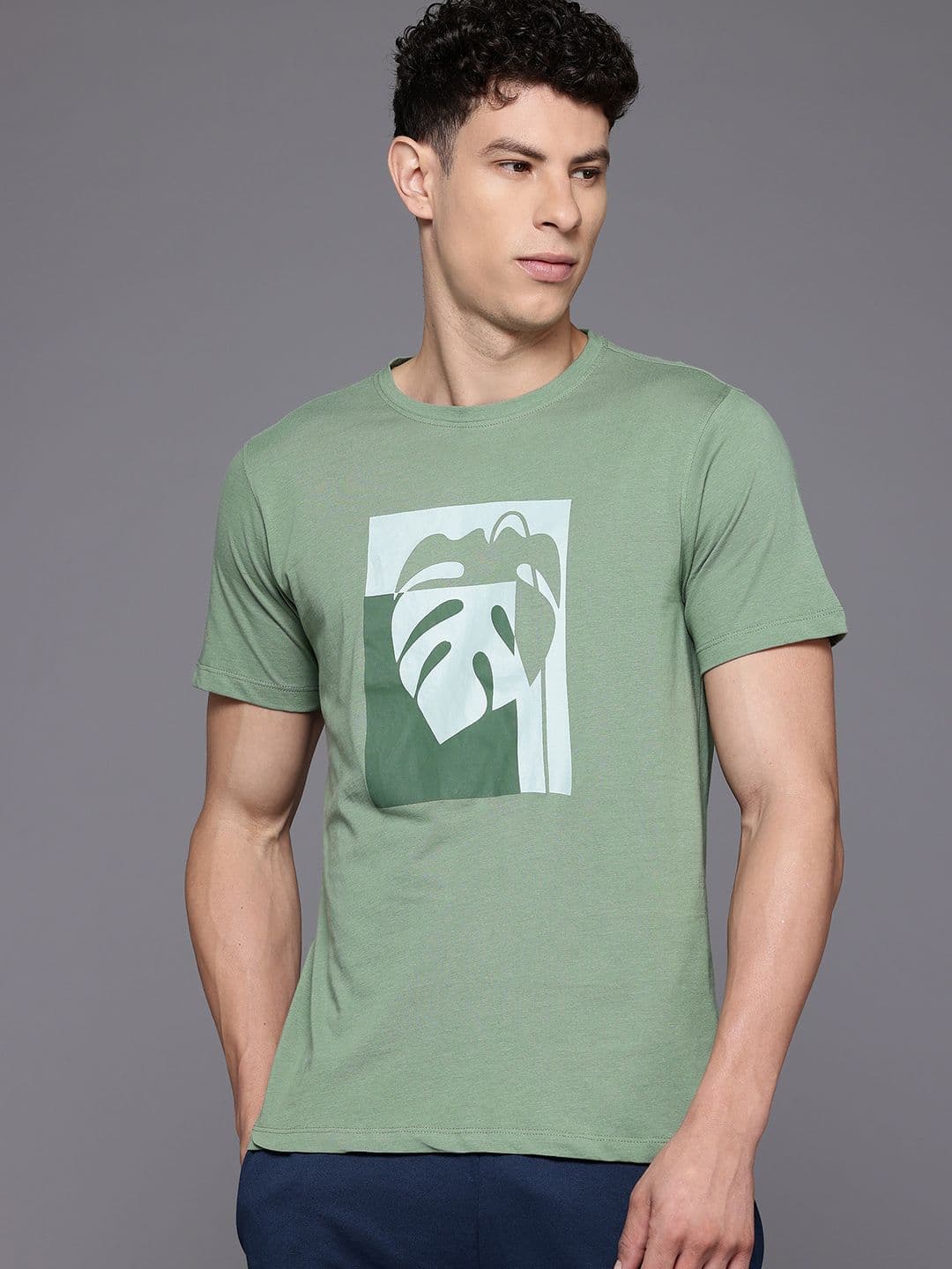 HRX by Hrithik Roshan Pure Cotton Graphic Print Yoga T-shirt - view 1