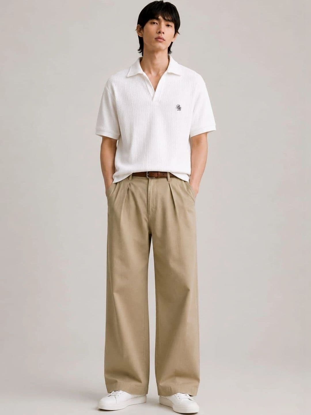 Big Bunny Men's Polo Collar Self Design T-shirt - view 1