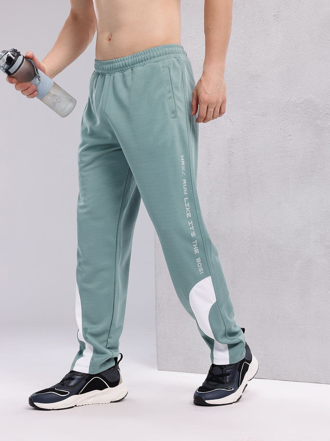 HRX by Hrithik Roshan Men Colourblocked Mid-Rise Rapid-Dry Running Track Pants - view 1