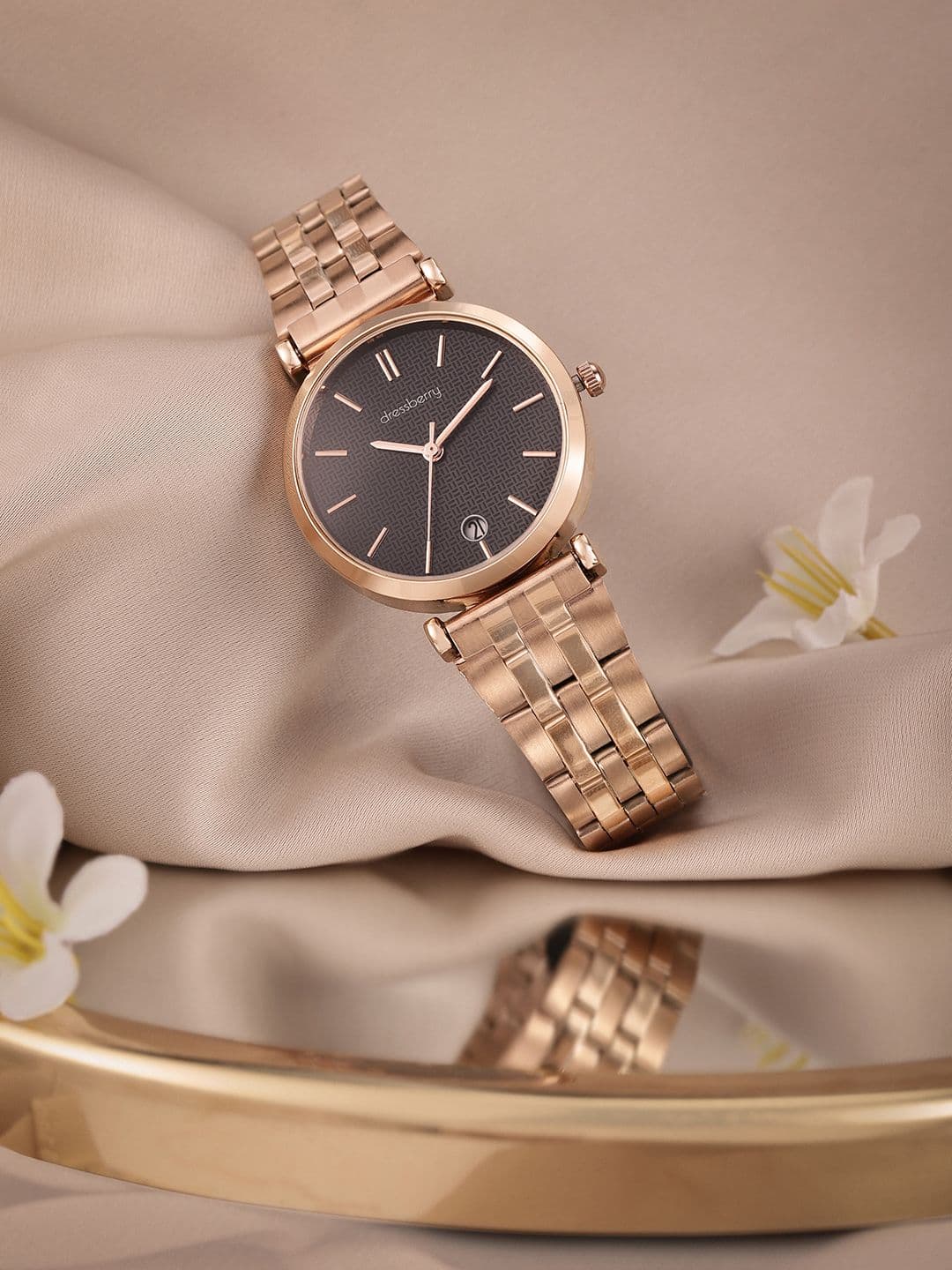 DressBerry Women Black Dial & Rose Gold Toned Bracelet Style Straps Analogue Watch AW21-2B - view 1