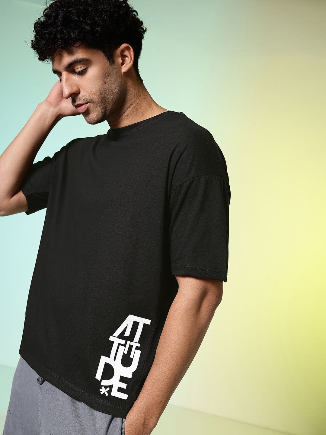 HRX by Hrithik Roshan Typography Printed Drop-Shoulder Sleeves Pure Cotton Relaxed T-shirt - view 1