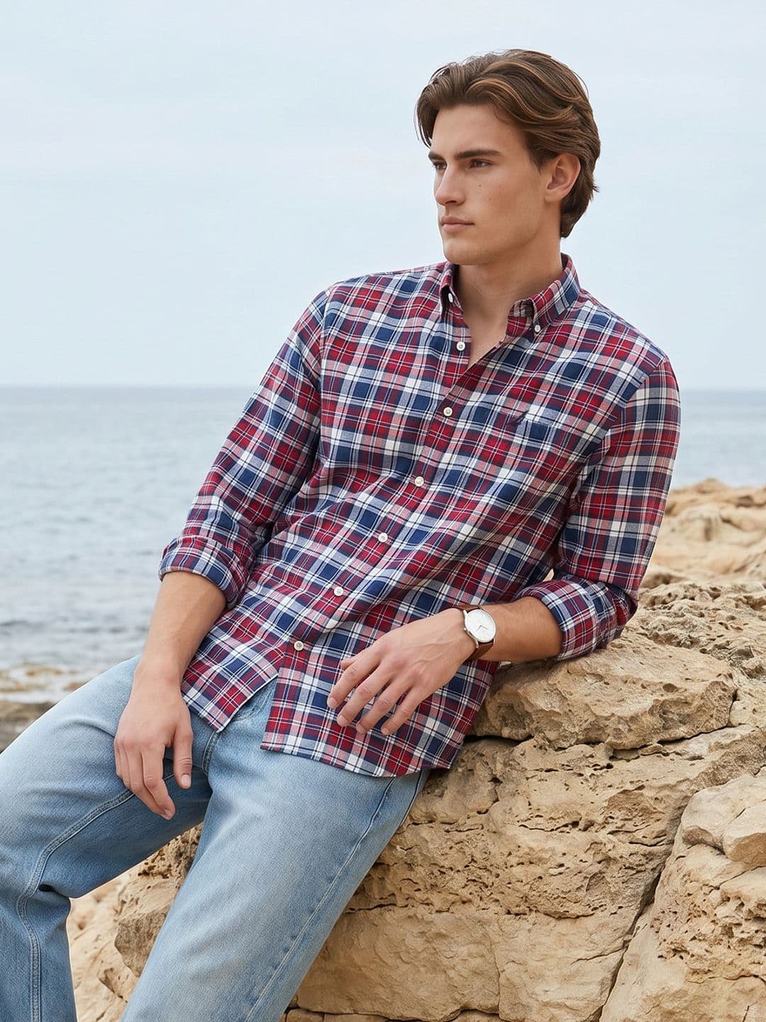 Nautica Men Slim Fit Tartan Checked Casual Shirt - view 1