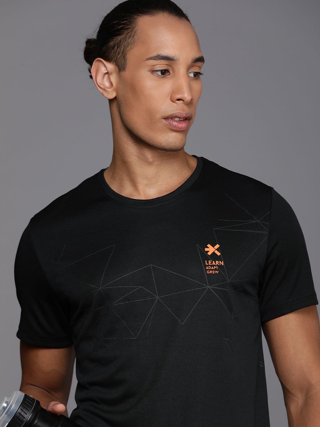 HRX by Hrithik Roshan Geometric Printed Rapid-Dry Antimicrobial Training T-shirt - view 1