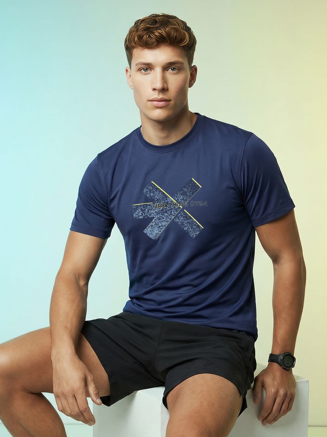 HRX by Hrithik Roshan Brand Logo Printed Rapid-Dry Training T-shirt - view 1