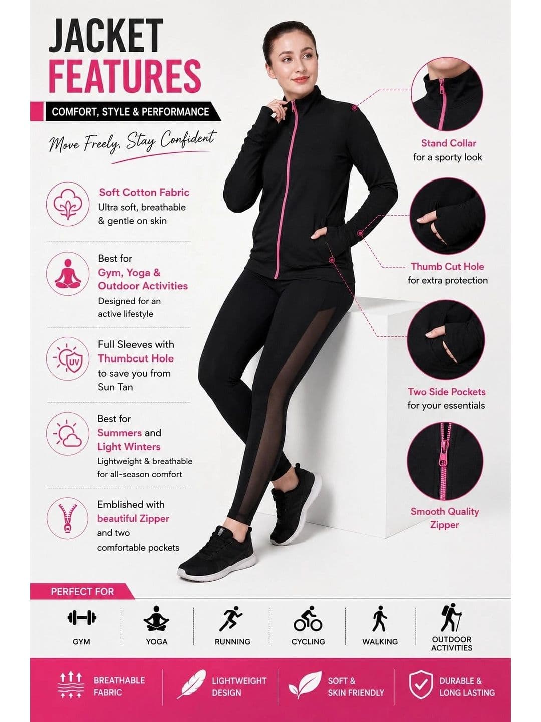 PALOMI Women Lightweight Training or Gym Sporty Jacket - view 1
