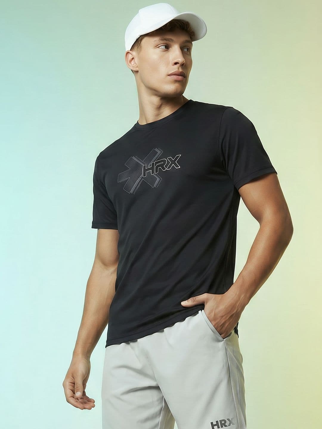 HRX by Hrithik Roshan Brand Logo Printed Rapid Dry Training T-Shirt - view 1