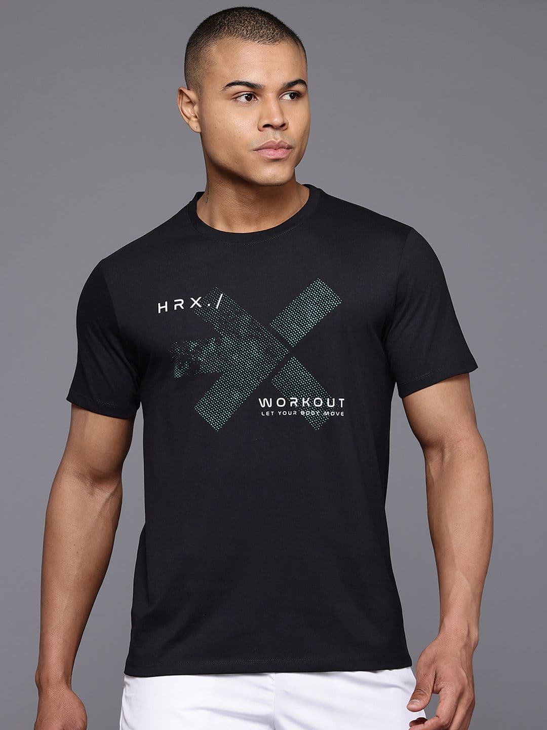 HRX by Hrithik Roshan Brand Logo Printed Training T-shirt - view 1